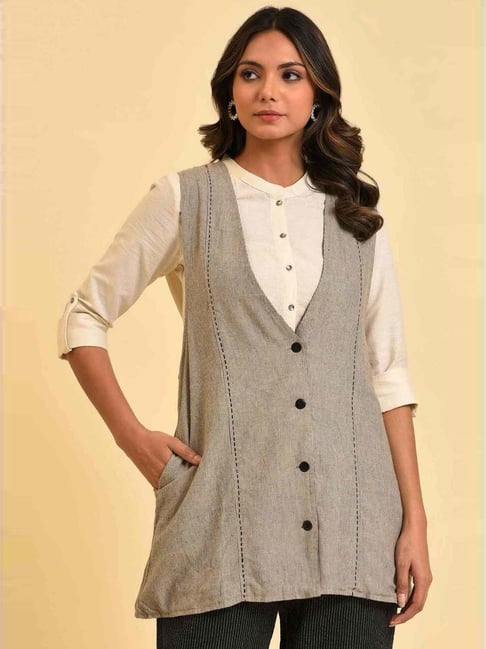 W Grey Striped Jacket