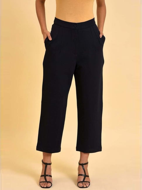 Buy Broadstar Women Navy Blue High-Rise Flared Trousers |Bootcut Trousers | High  Waist |Stretchable Trousers at Amazon.in