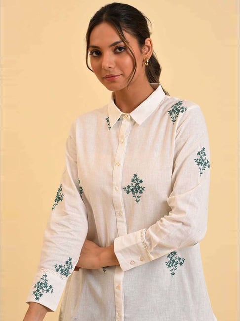 Buy W White Cotton Embroidered Shirt for Women Online Tata CLiQ