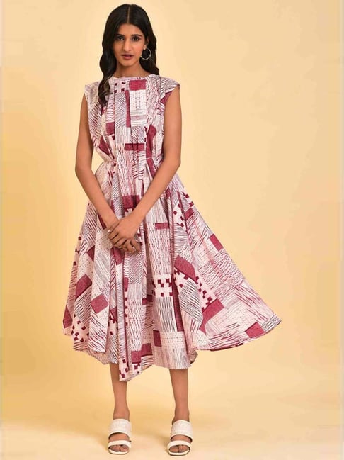 W Pink Printed A-Line Dress