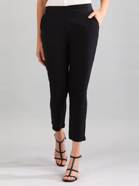 Buy Cream and Black Combo of 2 Solid Women Pant Cotton Slub for Best Price,  Reviews, Free Shipping