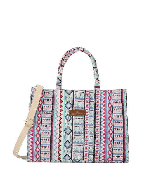 NR by Nidhi Rathi White Textured Medium Tote Handbag-picture-27
