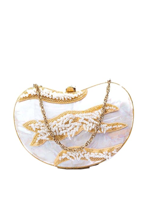 NR by Nidhi Rathi White Embellished Clutch-picture-22