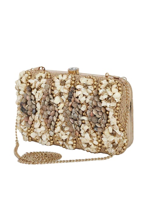 NR by Nidhi Rathi White Fabric Minaudiere Clutch-picture-23