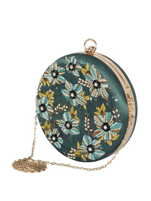 NR by Nidhi Rathi Green Fabric Clutch