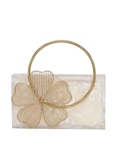 NR by Nidhi Rathi Beige Solid Minaudiere Clutch-picture-38