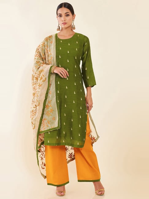 Buy Magicthreads Women's Banarasi Silk Golden Weaving Salwar Suit Dress  Material With Dupatta(ST_KMKB_BK_RD) at Amazon.in
