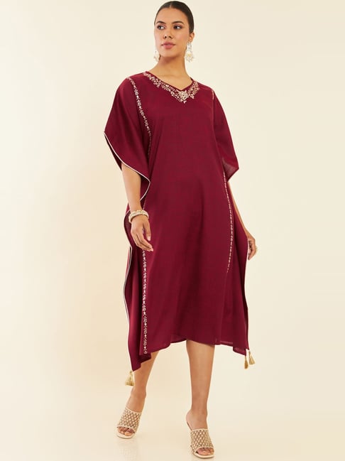 AMARA - Pink Printed Kaftan Dress – Sajeda Lehry Design Studio
