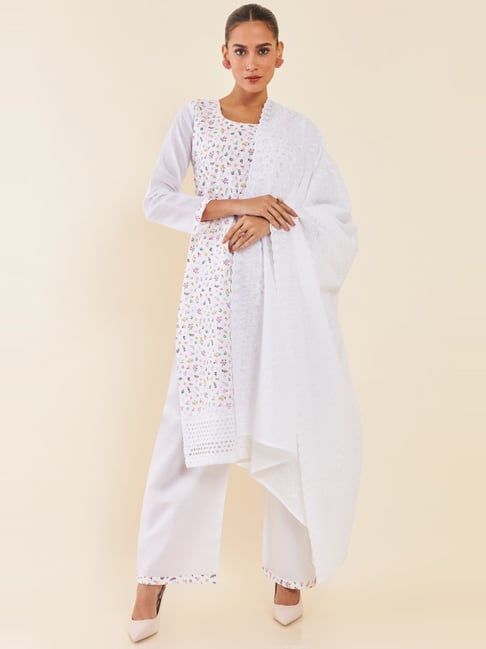 Kasturi B Ladies Unstitched White Cotton Dress Material at Rs 3250 in Kanpur