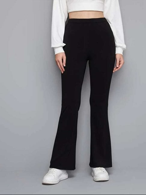 Broadstar Black High Rise Bootcut Flared Trousers
