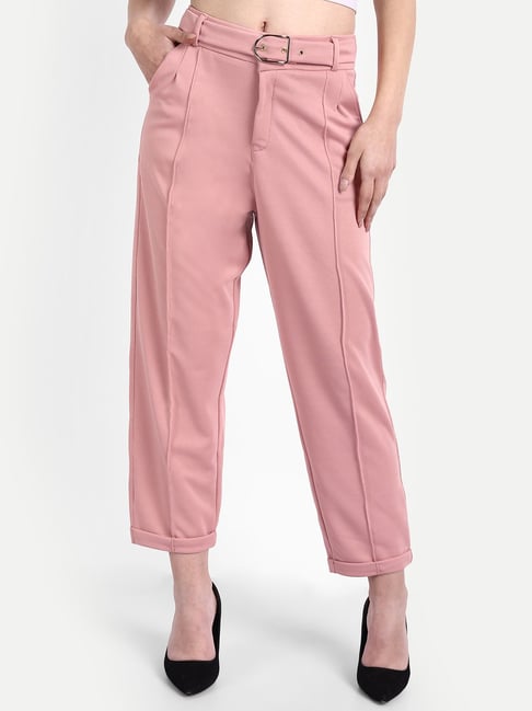 River Island wide leg tailored pants in light pink | ASOS