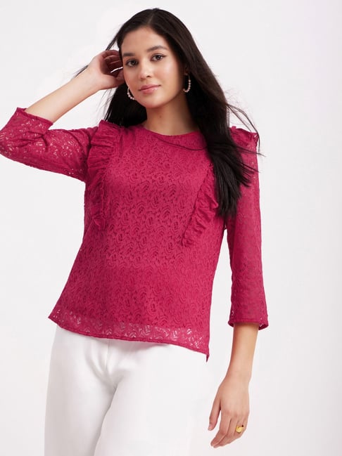 pink lace tops