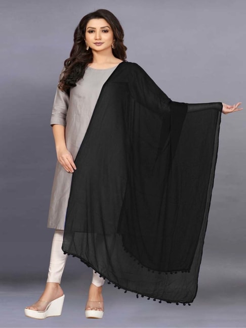 Black Plain Long Kurtis With Dupatta – I4U Clothing