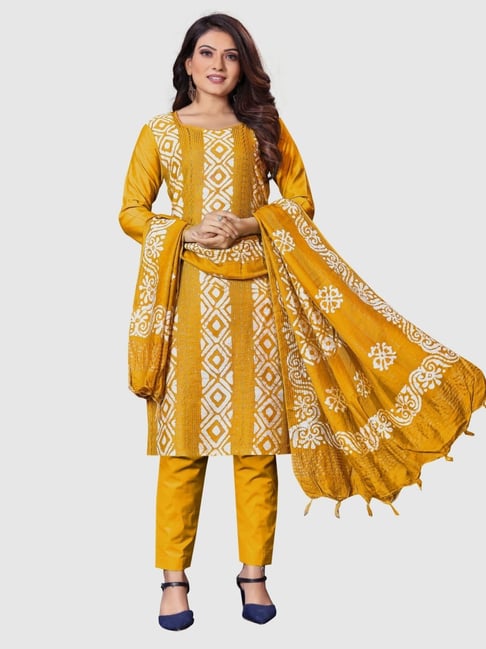 Jaipuri Hand Block Print Indigo Unstitched Suit - Premium Cotton Dress  Material with Kota Doria Dupatta
