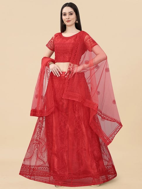 Buy VARUN BAHL Red Lehenga And Blouse With Dupatta (Set of 3) online