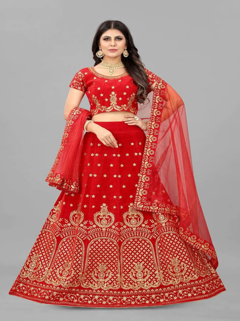 Red Georgette Lehenga Choli Set