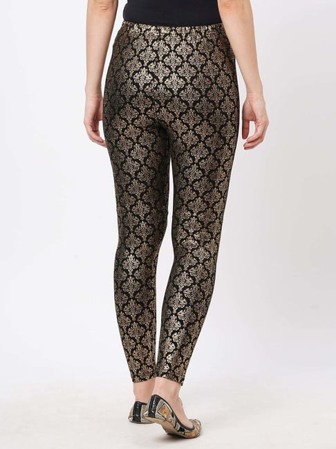 Buy Go Colors Cream Metallic Pattern Leggings for Women Online @ Tata CLiQ