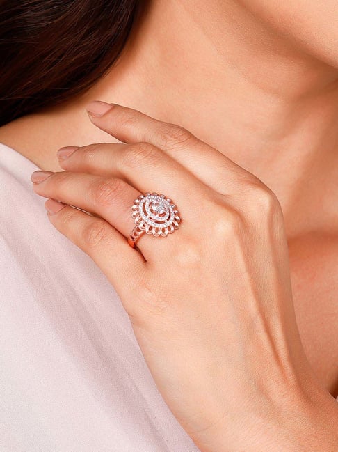 Buy GIVA Sterling Silver Rose Gold Oval Glamour Cocktail Ring