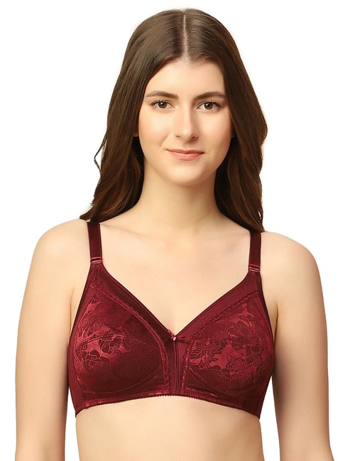 Buy RED SOLID LACY FITTED BRALETTE for Women Online in India