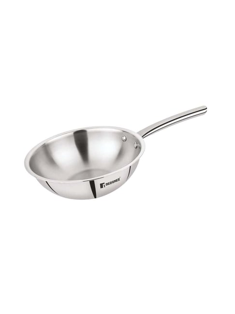 Bergner Tripro Silver Stainless Steel 24 cm Induction Friendly Triply Chinese Kadai With Lid (3.1 L)-picture-16