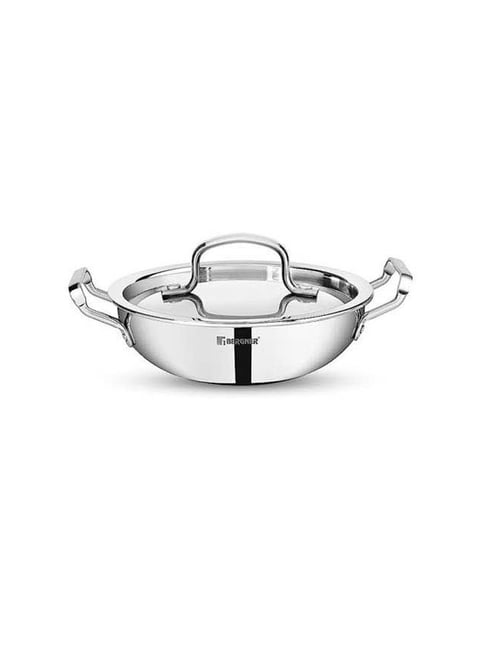 Bergner Tripro Silver Stainless Steel 32 cm Induction Friendly Triply Deep Kadai With Lid (6.5 L)-picture-32