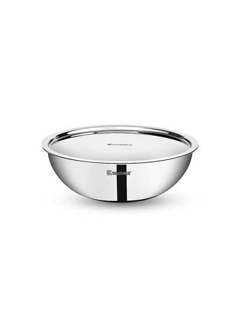 Bergner Tripro Silver Stainless Steel 20 cm Induction Friendly Triply Serve Wok With Lid (2.1 L)-picture-21