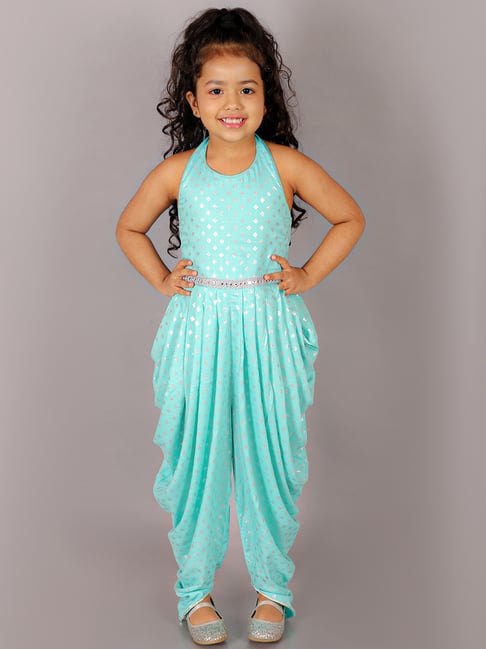 Lil Drama Kids Turquoise Printed Dhoti Jumpsuit-picture-22