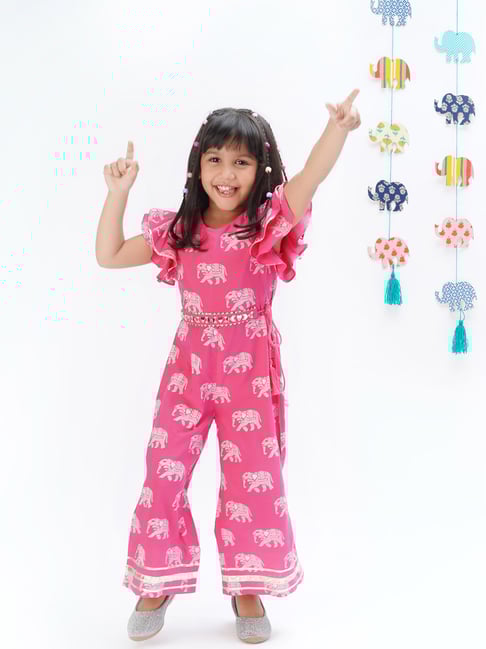 Lil Drama Kids Pink Printed Jumpsuit-picture-15