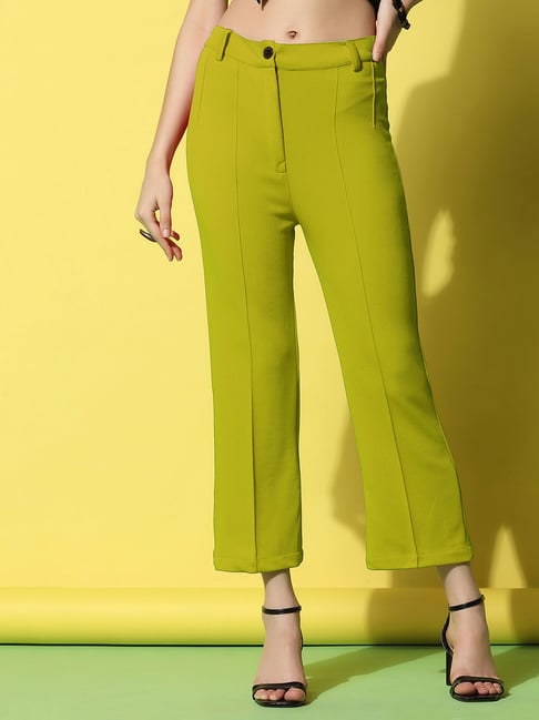 SELVIA Green Regular Fit Mid Rise Trousers-image-0