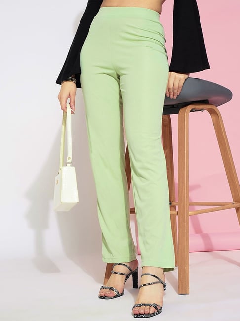 Buy City Fashion Slim Fit Women Light Green Cotton Lycra Blend Trousers (S,  Green) at Amazon.in