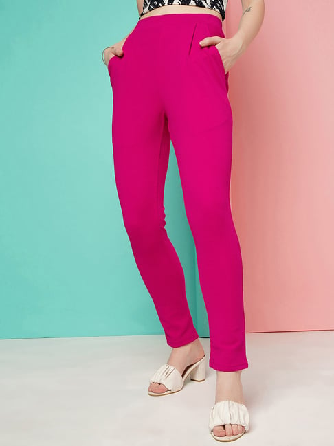 Buy SELVIA Dark Pink Regular Fit Mid Rise Trousers for Women Online  Tata  CLiQ
