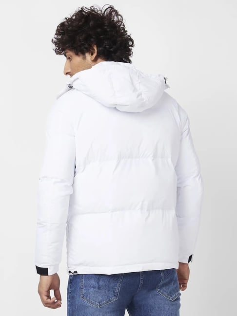 Buy Women White Contrast Pocket Puffer Jacket Online at Sassafras