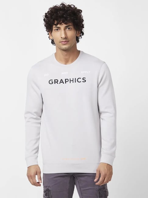 Buy Spykar Grey Slim Fit Printed Sweatshirt for Mens Online Tata CLiQ