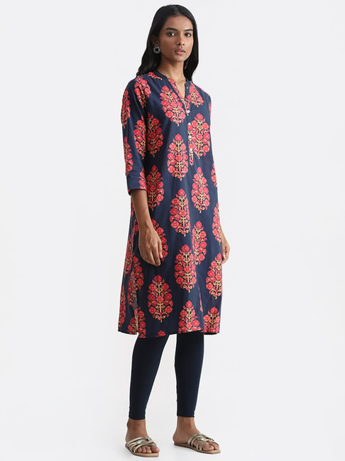 Utsa by Westside Black Floral Print Straight Kurta Price in India, Full  Specifications & Offers | DTashion.com