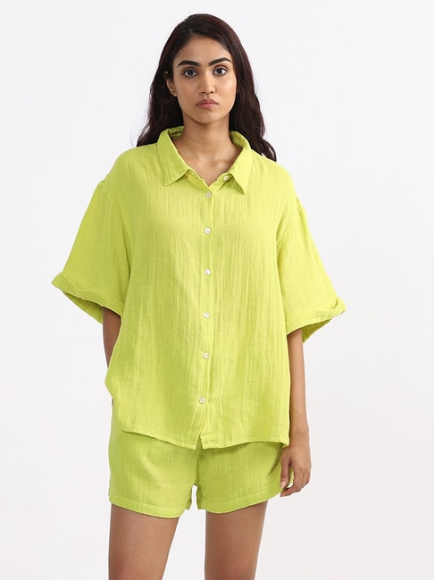 Buy Wunderlove by Westside Plain Lime-Colored Swimwear Cover Up