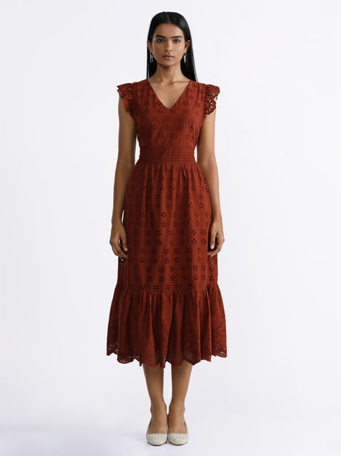 Buy LOV by Westside Solid Rust Brown A-Line Dress for Online @ Tata CLiQ