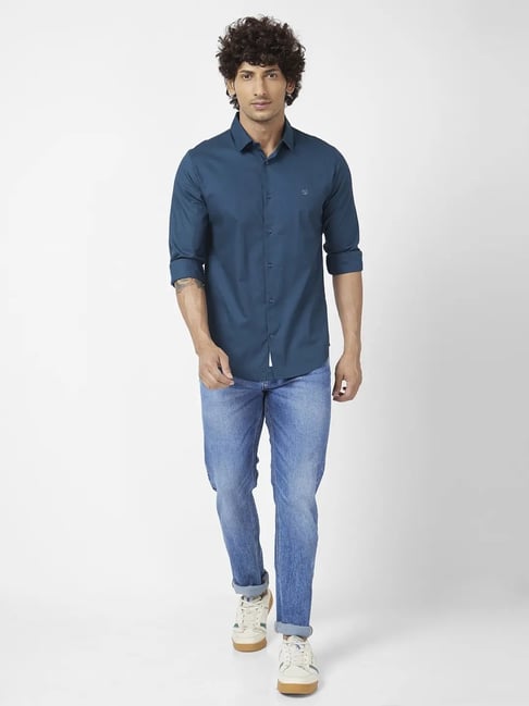 Buy Spykar Mid Blue Cotton Comfort Fit Jeans for Mens Online