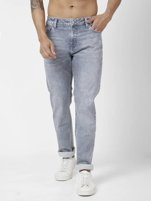 Spykar Light Grey Cotton Comfort Fit Jeans