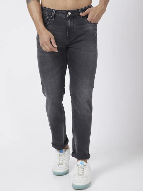 Spykar Carbon Black Cotton Comfort Fit Jeans