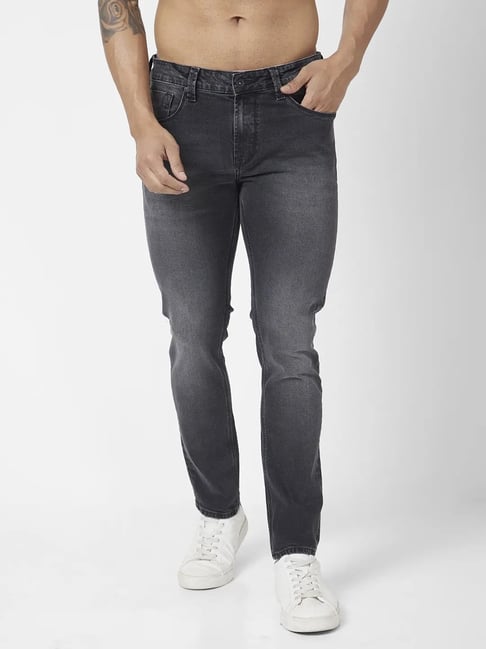 Buy Spykar Carbon Black Cotton Slim Fit Jeans for Mens Online Tata CLiQ