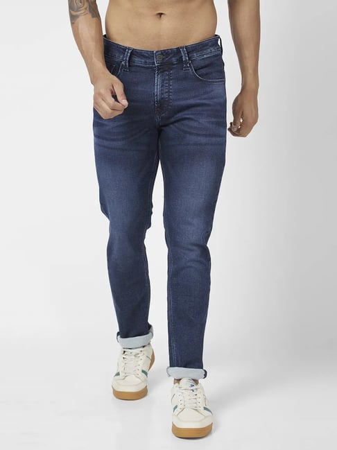 Spykar Dark Blue Cotton Slim Fit Jeans-picture-28