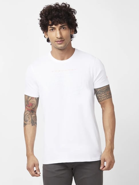 Buy Spykar White Slim Fit Printed T Shirt for Mens Online Tata CLiQ