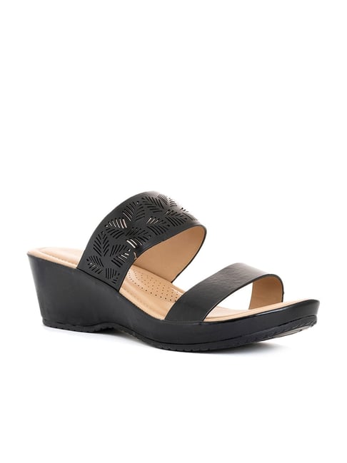 Buy online Black Synthetic Slip On Sandals from heels for Women by Khadims  for ₹649 at 0% off | 2024 Limeroad.com