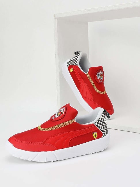 Puma Kids Ferrari Bao Kart PS Red White Casual Slip-Ons