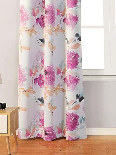 Urban Space Pink Polyester Door Curtain With Tieback & Eyelet - Set of 2