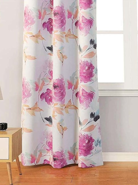 Urban Space Pink Polyester Door Curtain With Tieback & Eyelet - Set of 2