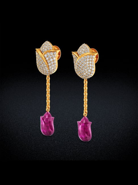 Simple Ruby Earrings Joyalukkas Buy Joyalukkas Gold 22K Droopy - Main Image