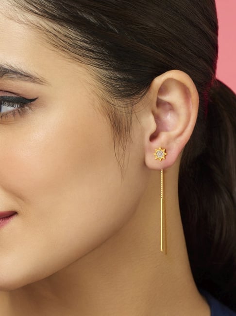 Simple gold sui dhaga earrings discount