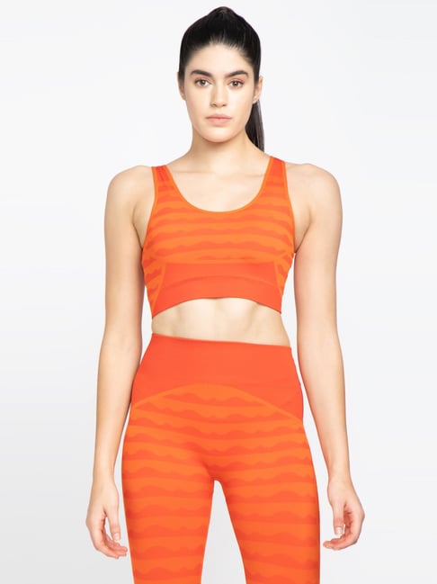 Buy online Orange Printed Sports Bra from lingerie for Women by