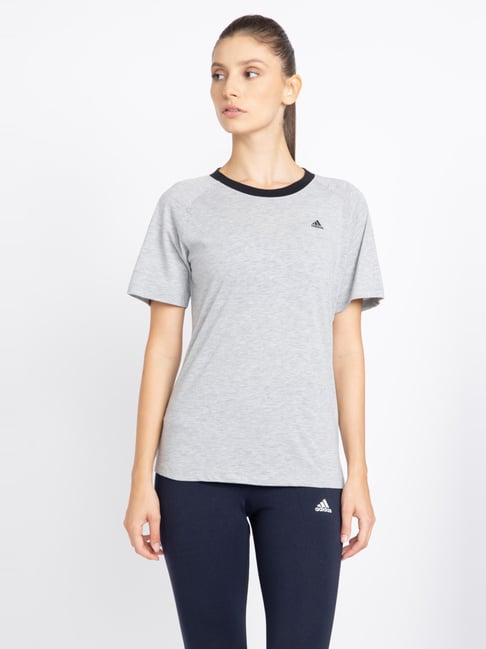 Buy adidas Grey Cotton Regular Fit T-Shirt for Women Online Tata